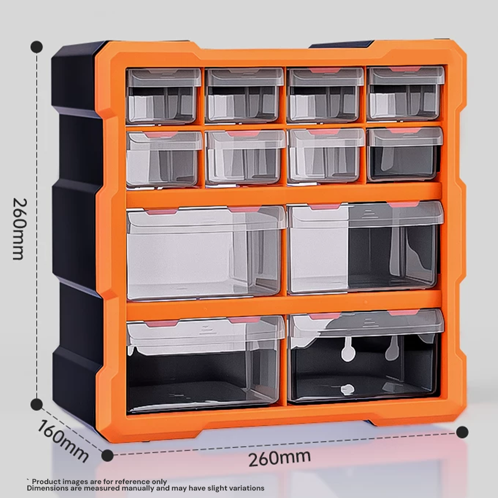 12-Compartment Small Parts Organizer – Removable Bin Drawers for Screws, Bolts, Legos & Crafts | Tool Storage Solutions