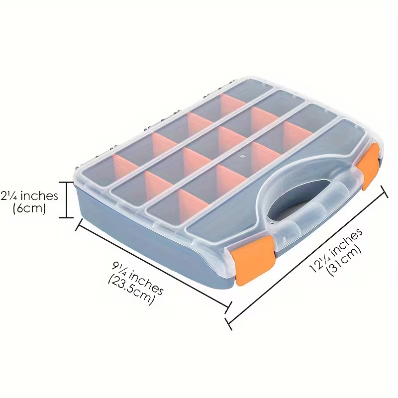 16-Compartment Tool Storage Box – Adjustable Dividers with Transparent Lid & Handle for Screws, Nuts, Bolts | Tool Storage Solutions