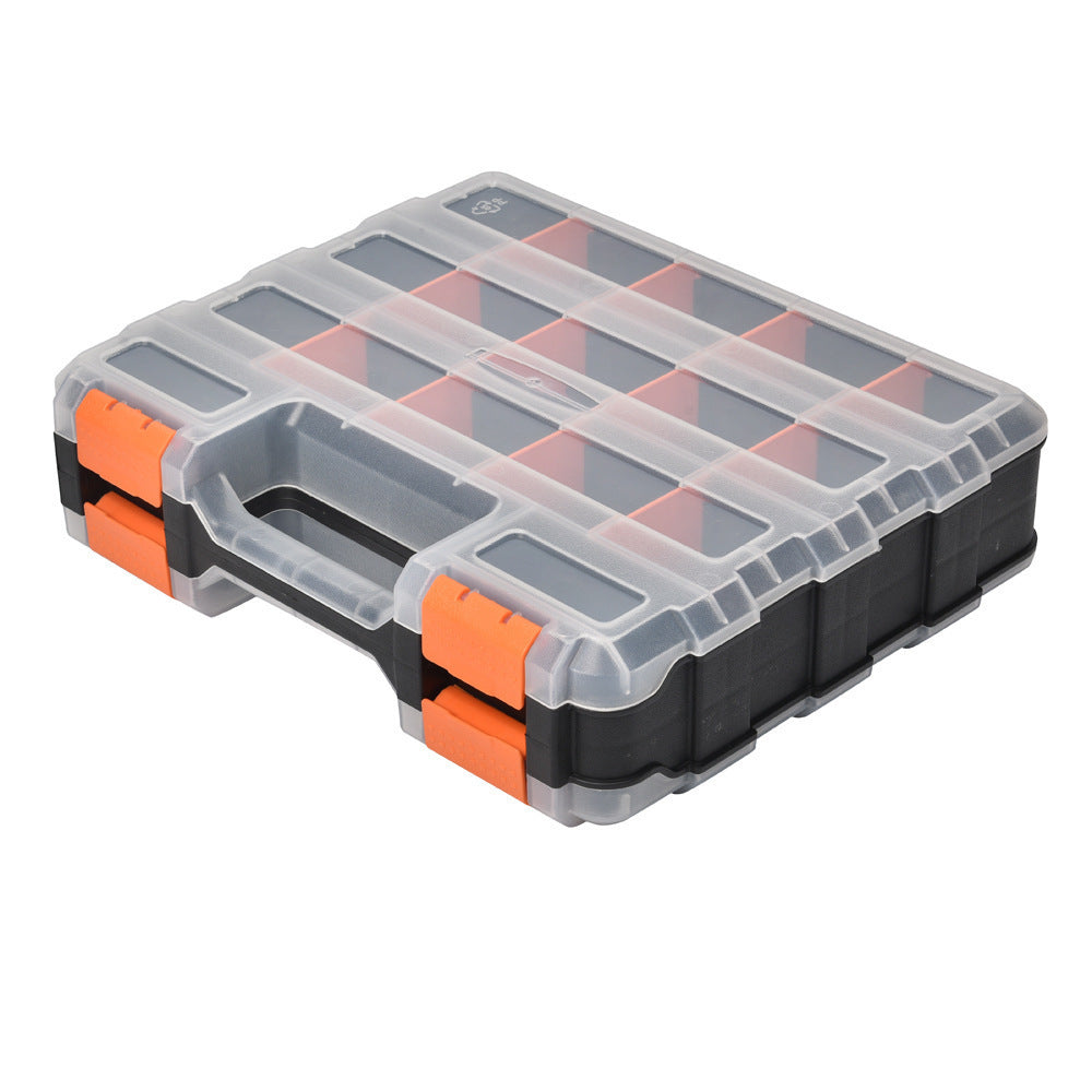 34-Compartment Double-Sided Tool Storage Box – Lockable Heavy-Duty Tray with Removable Dividers & Plastic Backboard | Tool Storage Solutions