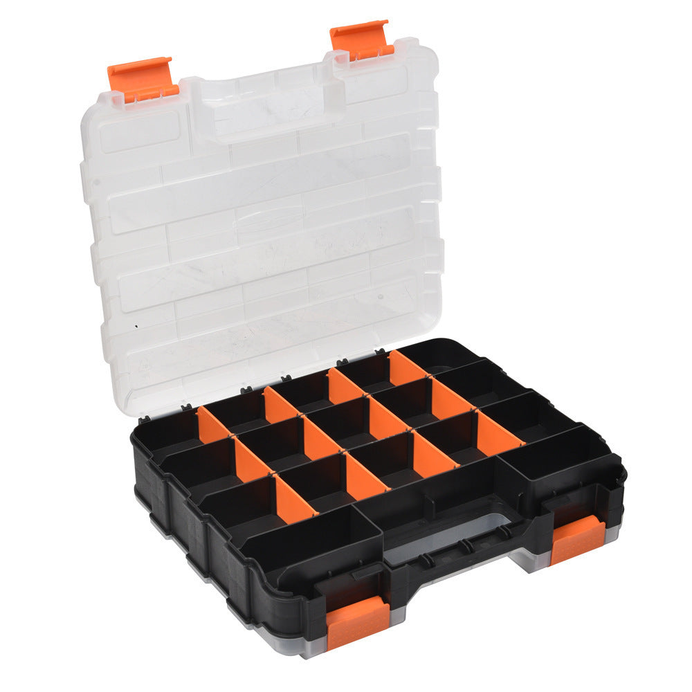 34-Compartment Double-Sided Tool Storage Box – Lockable Heavy-Duty Tray with Removable Dividers & Plastic Backboard | Tool Storage Solutions