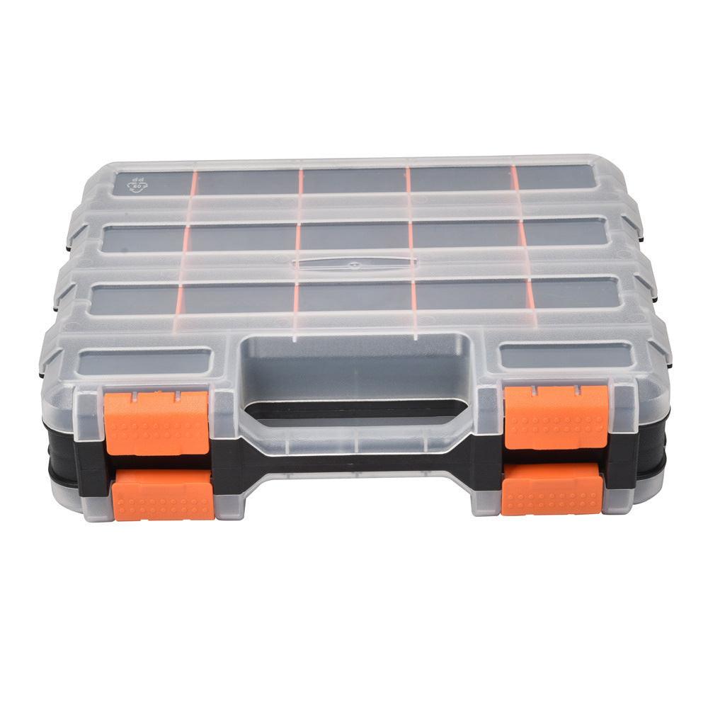 34-Compartment Double-Sided Tool Storage Box – Lockable Heavy-Duty Tray with Removable Dividers & Plastic Backboard | Tool Storage Solutions