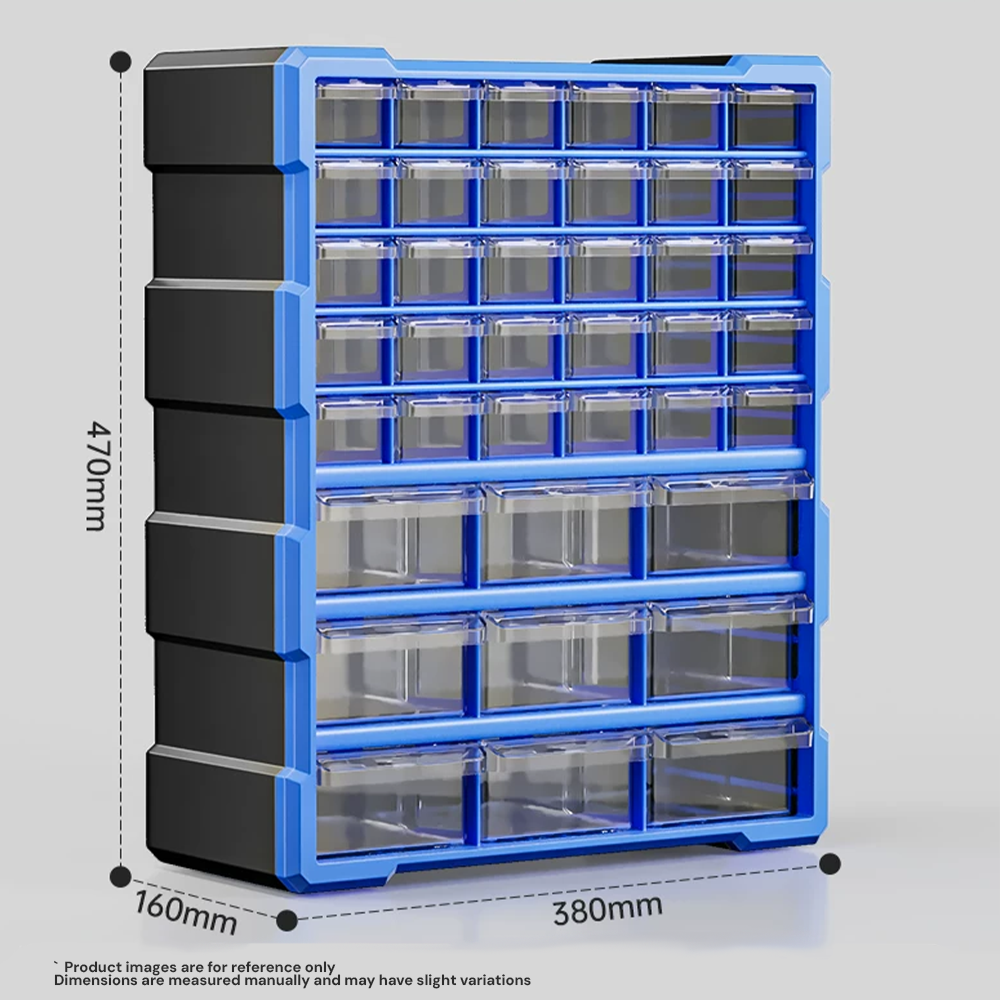 39-Drawer Screw Tool Storage – Stackable Plastic Storage Drawers for Electronics, Hardware, Nuts & Bolts | Tool Storage Solutions
