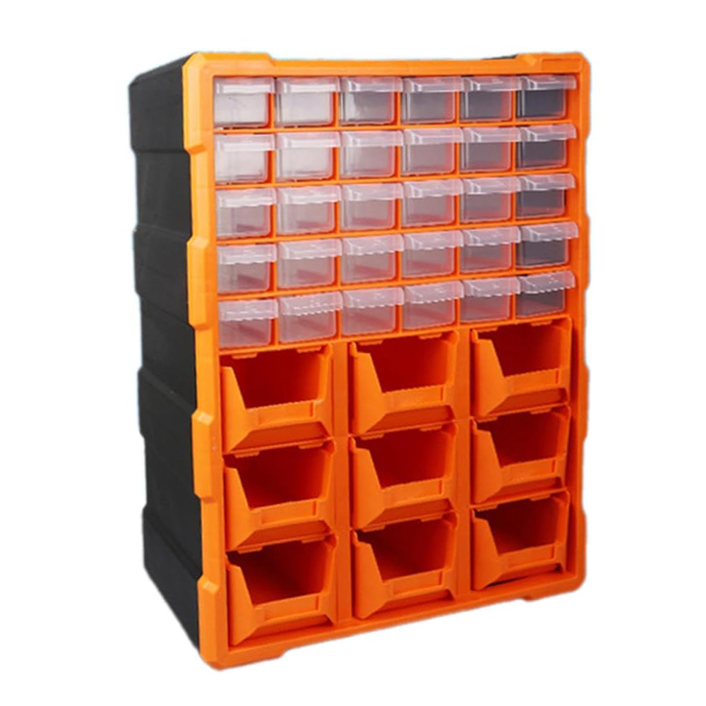 Plastic Storage Drawers – 39-Drawer Tool Storage Solutions Screw Organizer with 9 Large Open Bins | HANZTOOLS