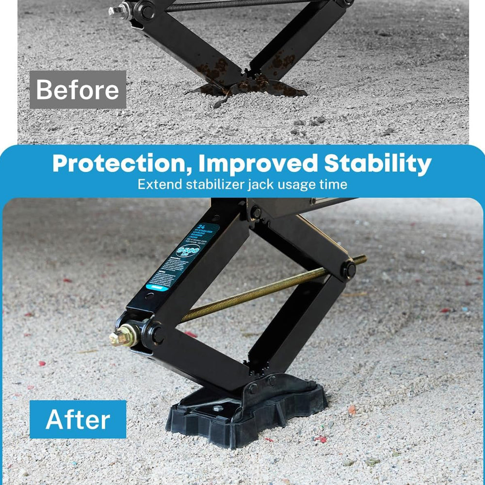 2 Pack RV Stabilizer Jack Pads, Heavy Duty Rubber Scissor Jack Foot Plate Pads, RV Leveling Blocks for Trailer & 5th Wheels, Fits Foot Base 8.75"-9.5" x 5.5"