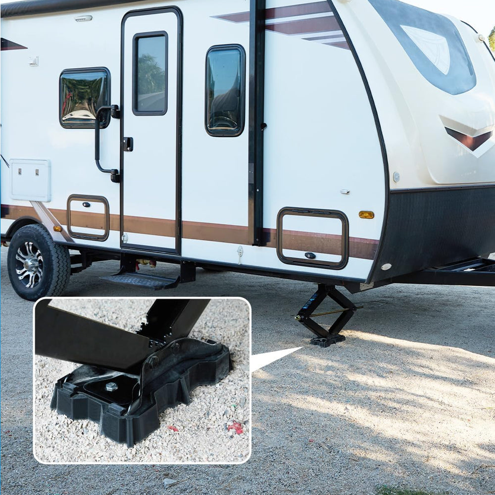2 Pack RV Stabilizer Jack Pads, Heavy Duty Rubber Scissor Jack Foot Plate Pads, RV Leveling Blocks for Trailer & 5th Wheels, Fits Foot Base 8.75"-9.5" x 5.5"