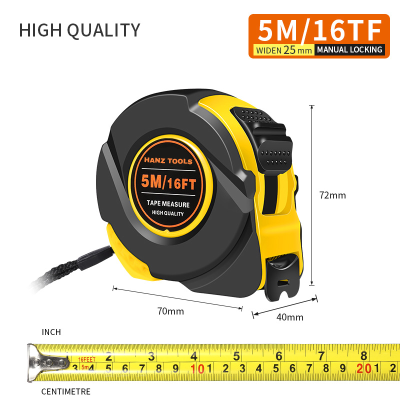 16ft / 5m Measuring Tools – Self-Locking Tape with Dual Metric & Imperial Scales, Durable Steel