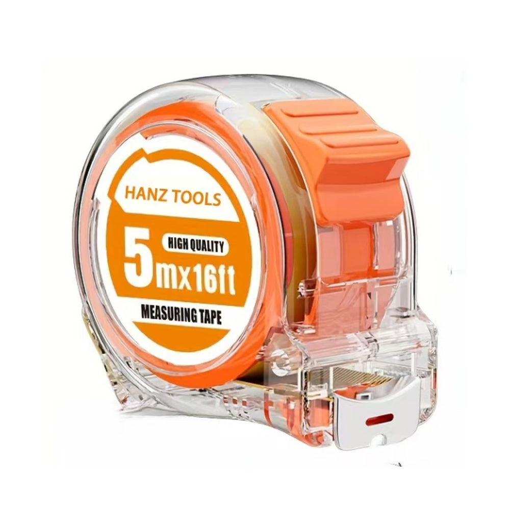 16ft / 5m Measuring Tools – Retractable Stainless Steel Tape, Waterproof & Rustproof with Transparent Hollow Design