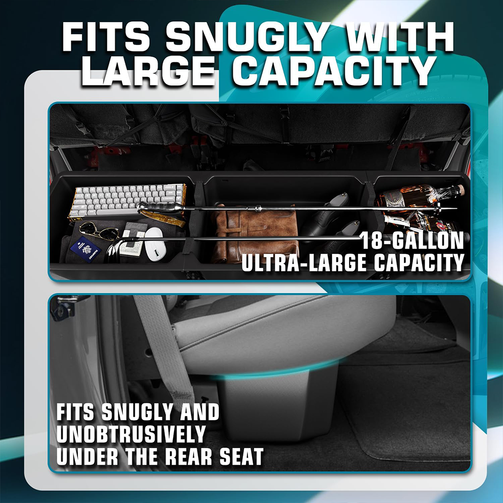 Rear Truck Underseat Storage Box – Heavy Duty 68L Anti-Slip Organizer for Ford F-150 / F-250 / F-350 SuperCrew (2015–2025)