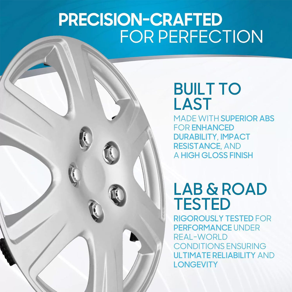 4-Pack 15-Inch Car Wheel Covers for Toyota Corolla – Silver, Corrosion-Free, Impact-Resistant, OEM Replacement