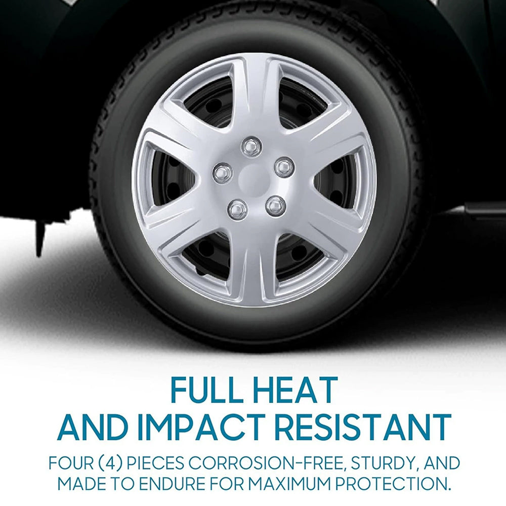 4-Pack 15-Inch Car Wheel Covers for Toyota Corolla – Silver, Corrosion-Free, Impact-Resistant, OEM Replacement