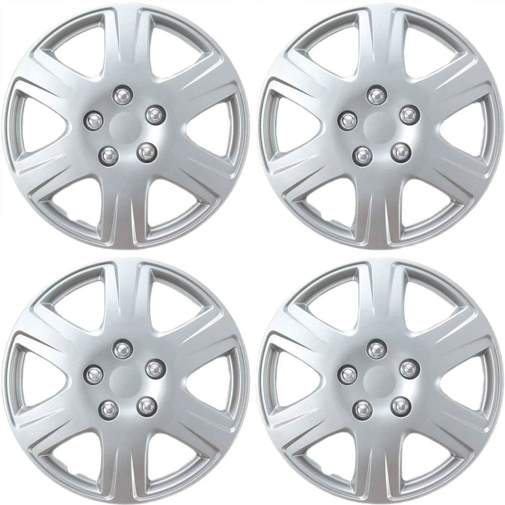 4-Pack 15-Inch Car Wheel Covers for Toyota Corolla – Silver, Corrosion-Free, Impact-Resistant, OEM Replacement