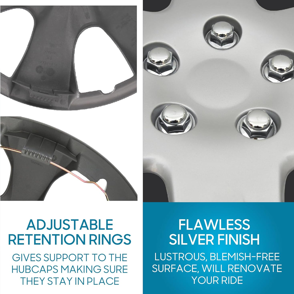 4-Pack 15-Inch Car Wheel Covers for Toyota Corolla – Silver, Corrosion-Free, Impact-Resistant, OEM Replacement