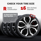 4-Set 16-Inch Spyder Black/Silver Car Wheel Covers – Heavy Duty ABS, Snap-On, Fits Most Cars