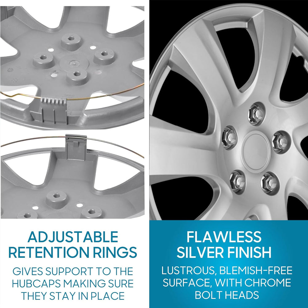 4-Pack 16-Inch Car Wheel Covers for Toyota Camry – Snap-On, Impact-Resistant, OEM Compatible, Durable