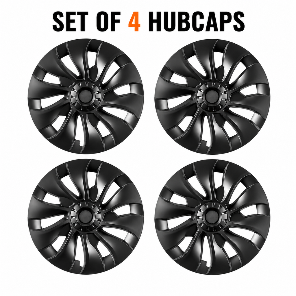 18-Inch Wheel Covers for Tesla Model 3 – Matte Black ABS Snap-On Hubcaps (2017–2023)