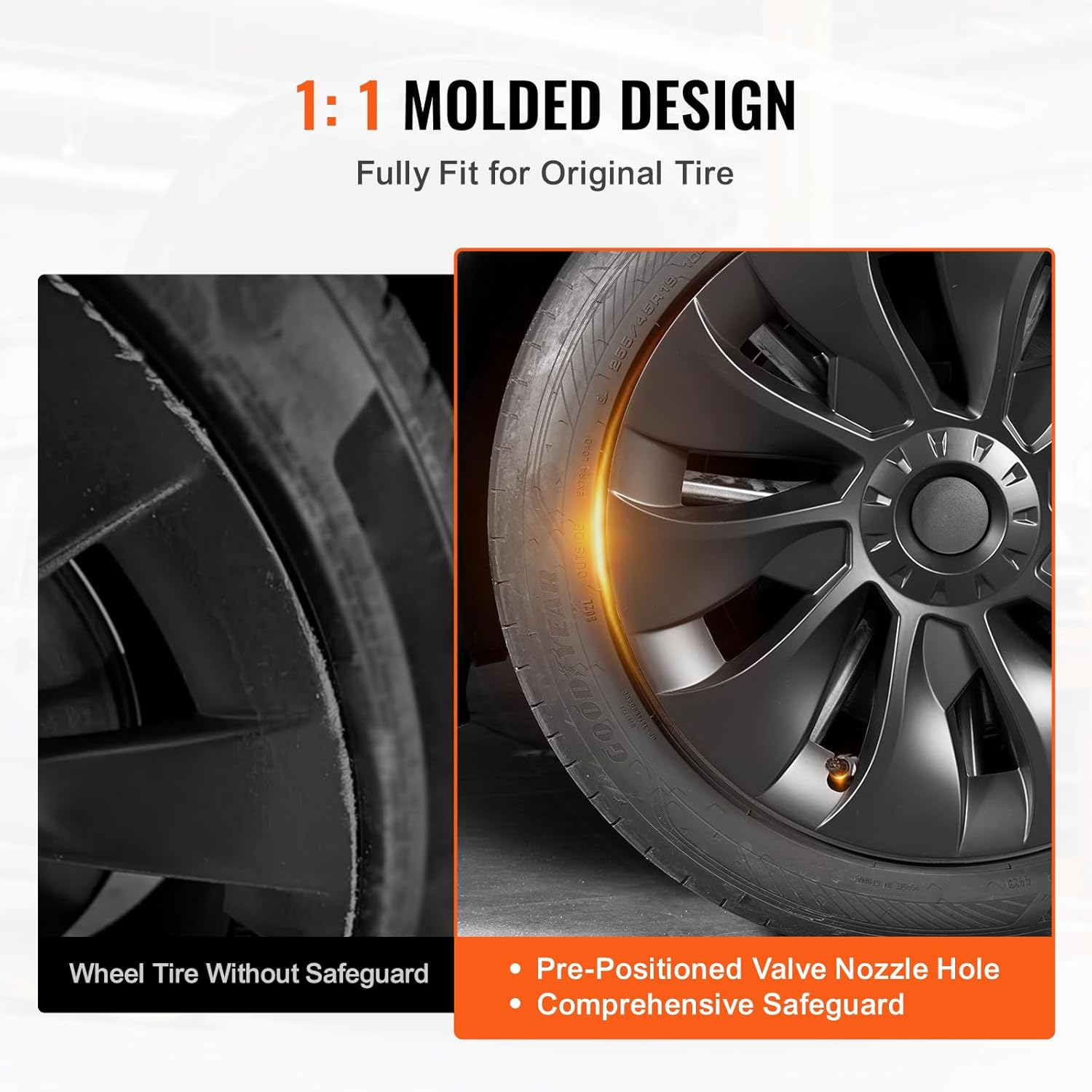 18-Inch Wheel Covers for Tesla Model 3 – Matte Black ABS Snap-On Hubcaps (2017–2023)