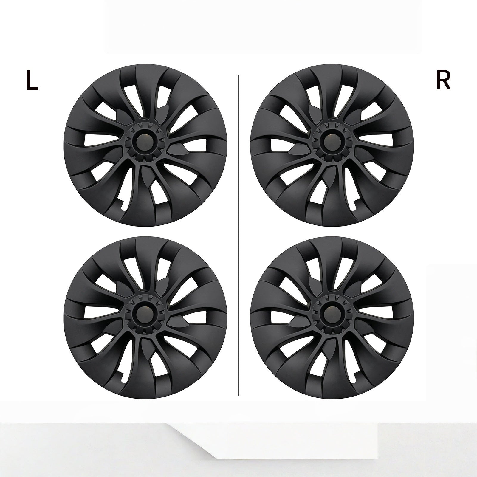 18-Inch Wheel Covers for Tesla Model 3 – Matte Black ABS Snap-On Hubcaps (2017–2023)