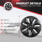 4PCS Wheel Covers 19 Inch for Tesla Model Y 2024, Hubcaps Dark Wheel Cover Hubcaps Compatible with Tesla Model Y Accessories 2024 2023 2022 2021, 4 Pcs Rim Protector( Asymmetry) 