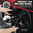 4PCS Wheel Covers 19 Inch for Tesla Model Y 2024, Hubcaps Dark Wheel Cover Hubcaps Compatible with Tesla Model Y Accessories 2024 2023 2022 2021, 4 Pcs Rim Protector( Asymmetry) 