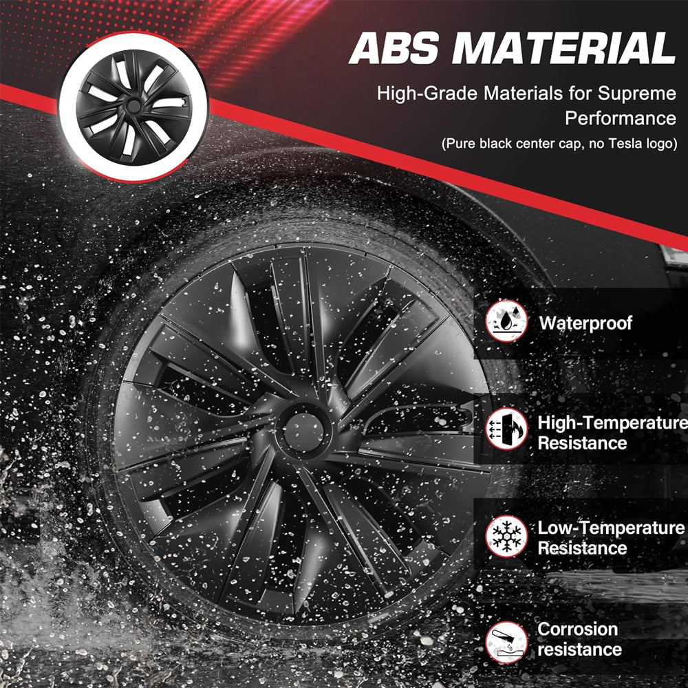 4PCS Wheel Covers 19 Inch for Tesla Model Y 2024, Hubcaps Dark Wheel Cover Hubcaps Compatible with Tesla Model Y Accessories 2024 2023 2022 2021, 4 Pcs Rim Protector( Asymmetry) 