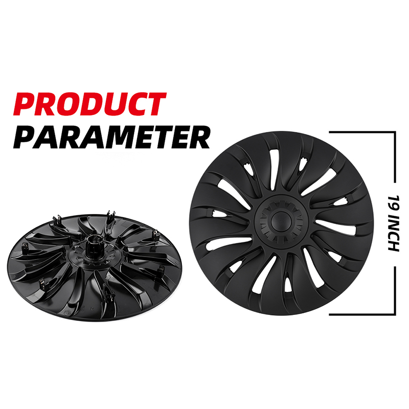 19-Inch Car Wheel Covers for Tesla Model Y – Matte Black ABS with Rim Protectors (2021–2024)