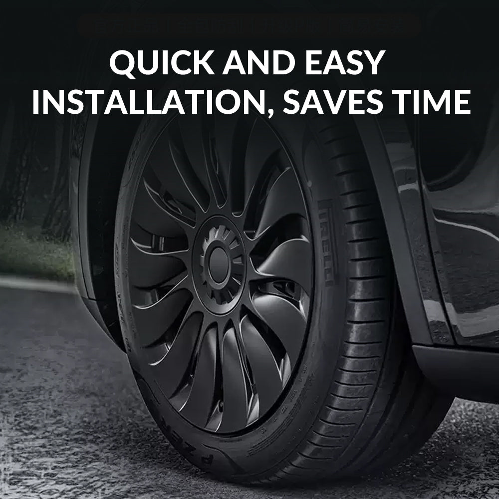 19-Inch Car Wheel Covers for Tesla Model Y – Matte Black ABS with Rim Protectors (2021–2024)