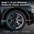 19 Inch Hubcaps for Tesla Model Y 2022-2025 | Matte Black Full Wheel Covers (Set of 4)