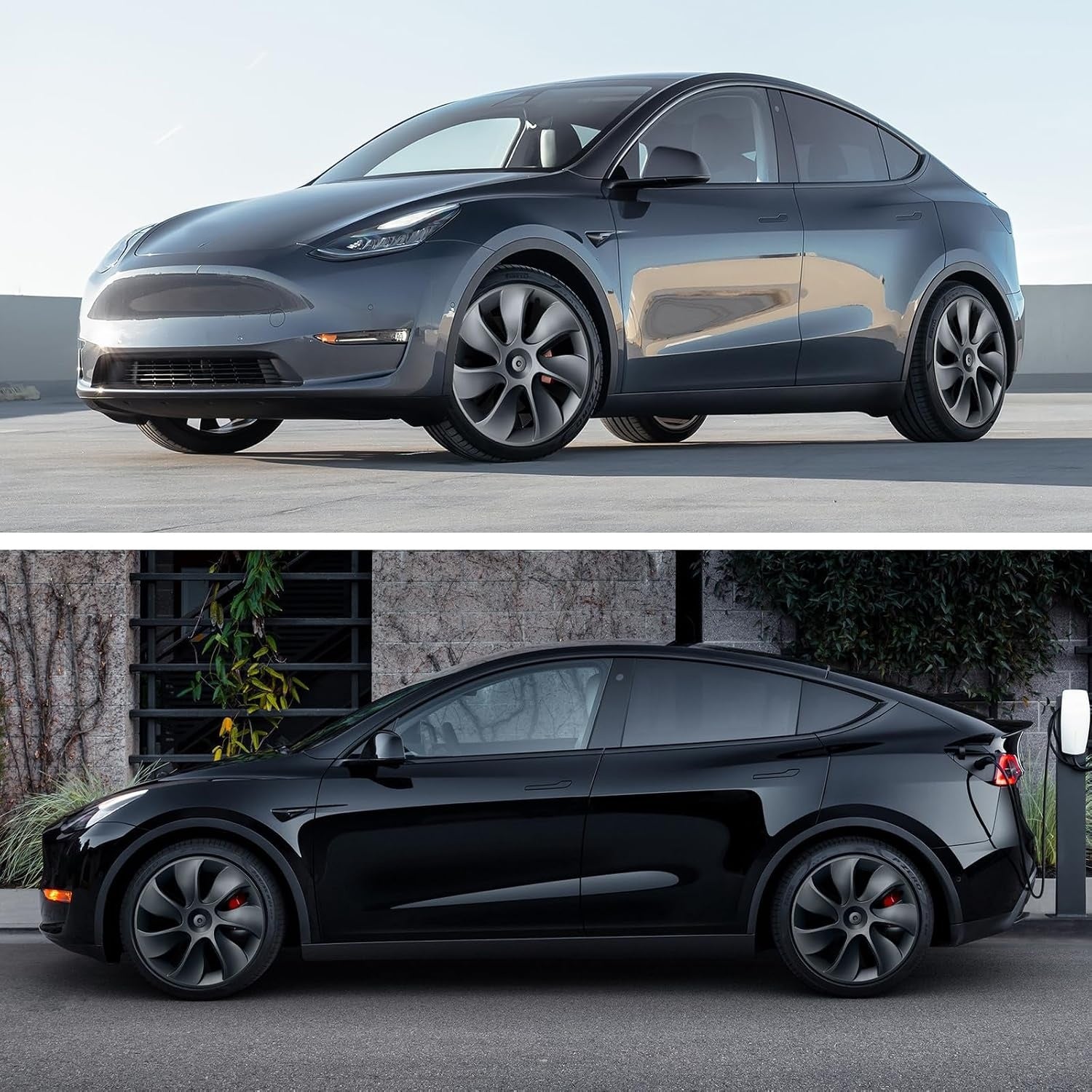 19 Inch Hubcaps for Tesla Model Y 2022-2025 | Matte Black Full Wheel Covers (Set of 4)