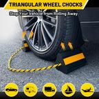 4PCS RV Wheel Chocks – Rubber Tire Chock Blocks with Rope for RV, Camper, Trailer & Truck | RV Accessories