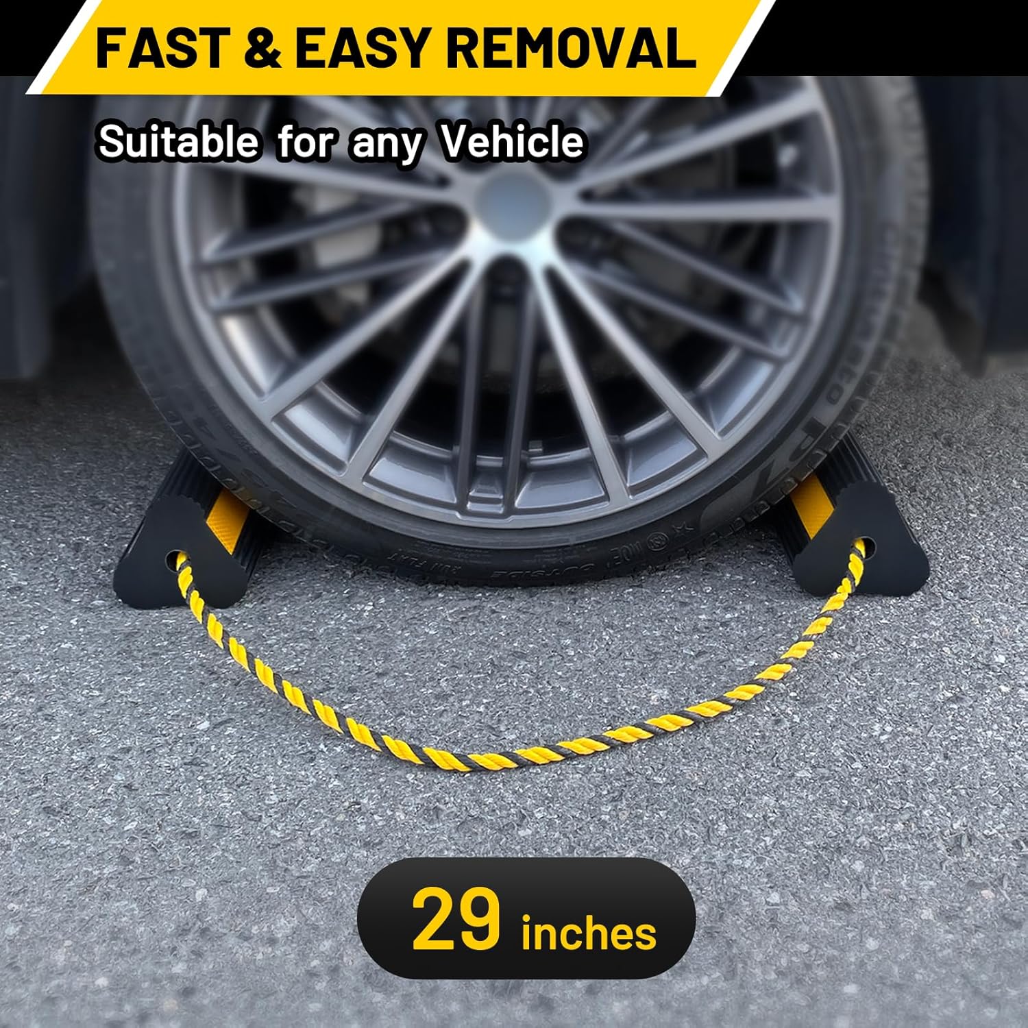 4PCS RV Wheel Chocks – Rubber Tire Chock Blocks with Rope for RV, Camper, Trailer & Truck | RV Accessories