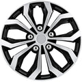 4-Set 16-Inch Spyder Black/Silver Car Wheel Covers – Heavy Duty ABS, Snap-On, Fits Most Cars