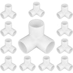 12-Pack 3-Way PVC Tube Connectors – 1" Furniture Grade Elbow & Side Outlet Tees for DIY PVC Furniture, Greenhouse, and Tent Frames