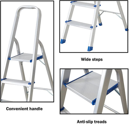 3 Step Multi-Purpose Folding Ladder Aluminium Light Weight Non Slip Platform
