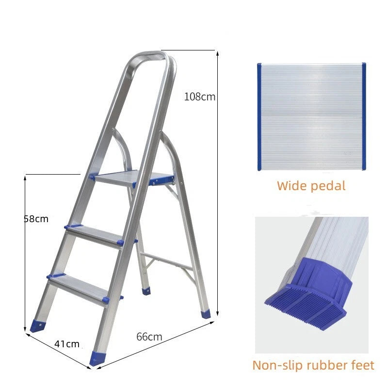 3 Step Multi-Purpose Folding Ladder Aluminium Light Weight Non Slip Platform