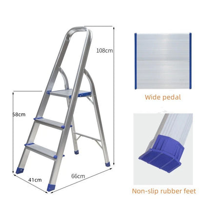 3 Step Multi-Purpose Folding Ladder Aluminium Light Weight Non Slip Platform